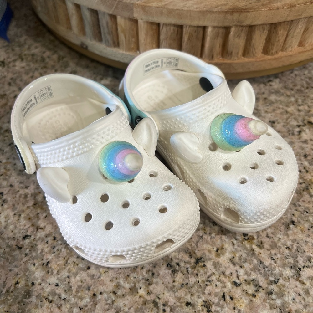CROCS Kids White Unicorn Clogs